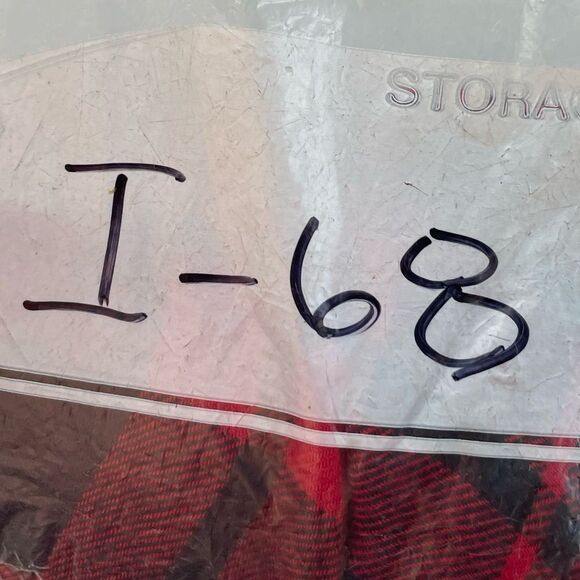 Southern Stitch Red Plaid Gold Velvet Trimmed Open Front Cardigan Duster L-XL - Picture 6 of 6